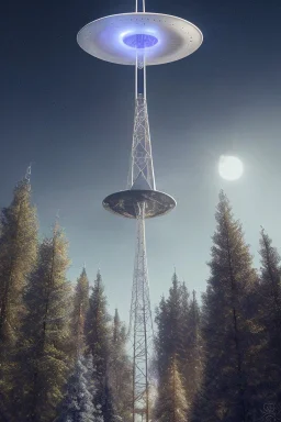 a group of school kids see a saucer shaped ufo::25 flying over tall pine trees, near a high voltage powerline with (three lights underneath) the year is 1966 in color, concept art, by Asaf Hanuka, by Weta Digital, Electric Colors, Screen Space Global Illumination, in a symbolic and meaningful style