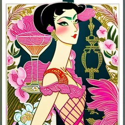 Flamboyant cocktail party by artist "André Lhote",Embossed Embroidery by artist "Osamu Tezuka"