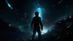 dark animated wallpaper with a male character destroying universe