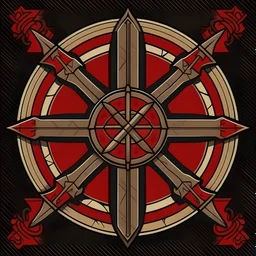 Make a medieval symbol for a samurai knight, it must be dark red and symmetrical.