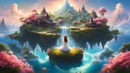 (high quality:1.4), (best quality:1.4), (masterpiece:1.4), official art, official wallpaper, surreal, beautifulgoddess, (1woman:1.1), (long wavy hair:1.1), (flower crown:1.1), (mystical creatures:1.1), (floating islands:1.1), (detailed landscape:1.1), (magic in the air:1.1), night