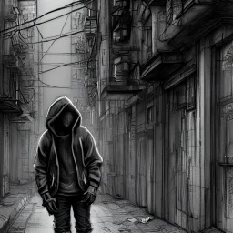 pencil drawing of a man in hoodie dancing on the street, pedestrians walk by, steampunk tenements : storyboard, scifi cyberpunk. by gabriel hardman. cinematic atmosphere, detailed and intricate, perfect anatomy , trending on artstation, sharp focus, studio photo, intricate details, highly detailed, by greg rutkowski
