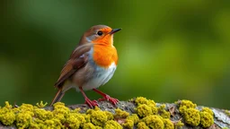 European robin with details, space for text