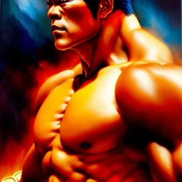 portrait of 'Kaioh-Fist of the North Star', painting by gaston bussiere, greg rutkowski, yoji shinkawa, yoshitaka amano, tsutomu nihei, donato giancola, tim hildebrandt, oil on canvas, cinematic composition, extreme detail,fit full head inside picture,16k