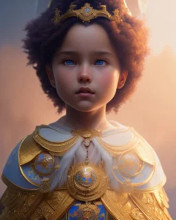 A small child fantasy, head and shoulders, 8k resolution concept art portrait by Greg Rutkowski, Artgerm, WLOP, Alphonse Mucha dynamic lighting hyperdetailed intricately detailed Splash art trending on Artstation triadic colors Unreal Engine 5 volumetric lighting Splash art fantasy"