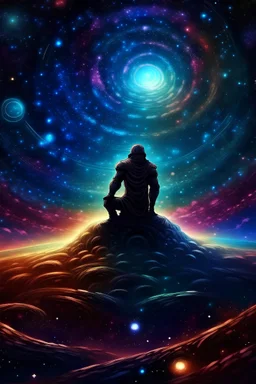 a galaxy god looking over universes