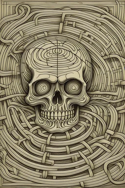 A labyrinth drawing the lines of a skull