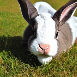 Une vache mange un lapin.