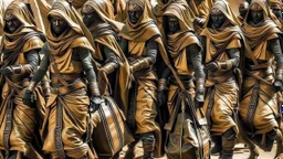 A group of Pharaoh soldiers emerge from inside leather bags