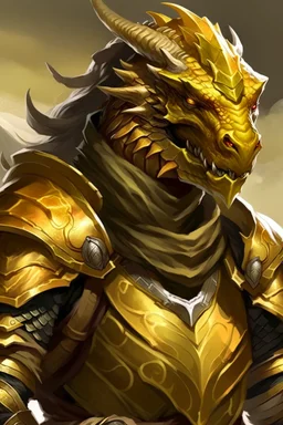 Dragonborn DnD, golden,friendly face,paladin