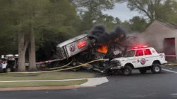 jimmy johns delivery vehicle crashed and on fire