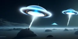 extra-terrestrial, 8K, photo realistic, highly detailed, lught ufo, light colors