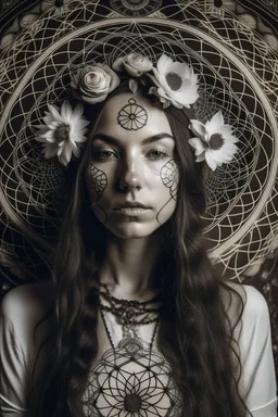 Sacred geometry is often incorporated into boho designs. You can incorporate symbols like the Seed of Life, Flower of Life, and Metatron's Cube into your portraits.