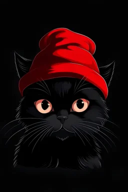 Black animated cat with a santa hat on pfp