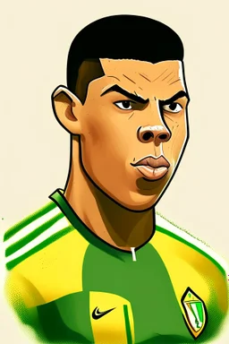 Ronaldo Brazilian soccer player ,cartoon 2d