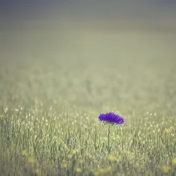 single long stem wild flower in a field, soft focus, award winning landscape photography, nature photography, r/mostbeautiful