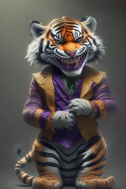 A picture of a cute tiger in the form of a joker, a professional, high JPEG image