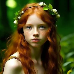 pretty girl, aged 14, ginger, conventionally attractive, dreamy, faun, satyr