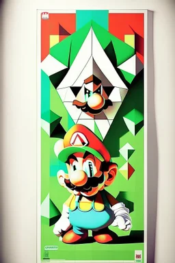Geometric Mario and Luigi poster