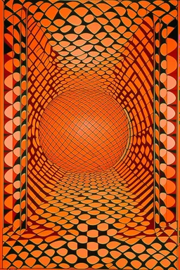 A light rosy orange colored Karoo with moles painted by Victor Vasarely