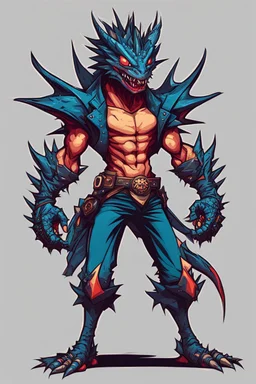 Dragman dragón man Quickdraw Maven in Vector spiked art style, full body