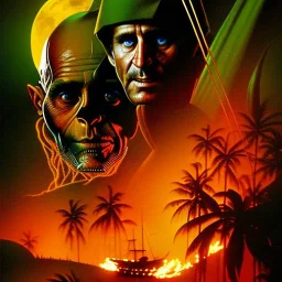 famous scene from the movie "apocalypse now", with close up on "rambo"