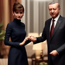 Erdogan and Audrey Hepburn hand shake