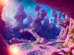 crystal cosmic and galactic tunnel ambiance sky rocks sunny pool surreal, full of details, smooth, bright sunshine，soft light atmosphere, light effect，vaporwave colorful, concept art, smooth, extremely sharp detail, finely tuned detail, ultra high definition, 8 k, unreal engine 5, ultra sharp focus