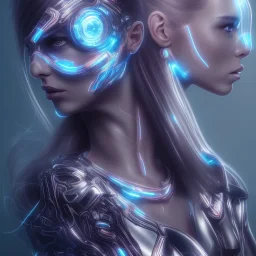 cyber, head, women, portrai, tron