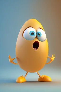 3d egg character with hands and legs, cute like pixar character