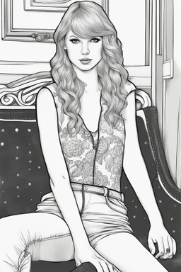 coloring pages of taylor swift for adults, Designs Black and white, No Shading