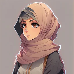 A hejab girl , vectorized , anime , 8k