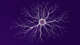 A minimalist abstract digital art graphic and ink montage,. Deep dark purple background with big wide neural network, nervous system, white-dark blue-magenta-pale gray and black colors, Clean composition with strangge vibe, modern digital art style with surreal vibe, Photorealistic with emotional with abstraction , neurodivergens mood