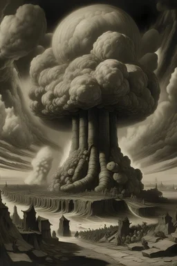 Mushroom cloud, after nuclear gustave doré