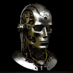 Head: The robotic head of Samuel Hayden features a streamlined, angular design, giving it a futuristic and sophisticated appearance. Two luminous, artificial eyes are embedded within the metallic structure, emitting a subtle glow to convey a sense of intelligence. Torso: The chest area is a robust mechanical core, housing intricate components that suggest advanced technology and energy systems. Exposed sections reveal intricate details, such as the Argent Energy containment system, adding comp