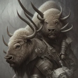 a Buffalo warrior in black and neon battle armor, a highly detailed illustration, background of Inka jungle, realistic render, 8 k, micro detail, intricate, elegant, centered, digital painting, Artstation, smooth, sharp focus, illustration, artgerm, tomasz alen kopera, peter mohrbacher, donato giancola, joseph christian leyendecker, wlop, boris vallejo