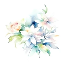 нежные цветы акварельный рисунок на белом фоне