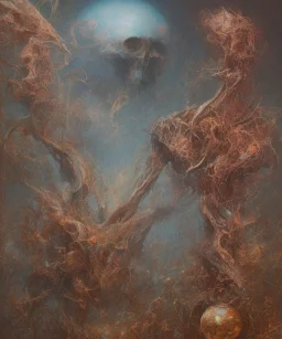 neural network. oil on canvas, beksinski, poster