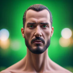 head with no neck against greenscreen background,bokeh like f/0.8, tilt-shift lens 8k, high detail, smooth render, down-light, unreal engine