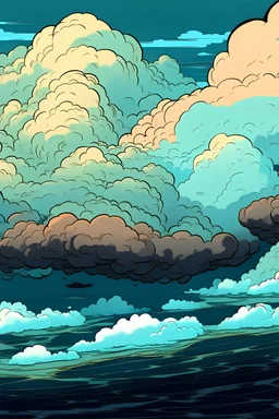 cloud background in the art style of mike mignola