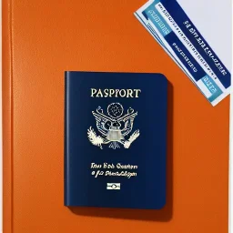 full view of a low-polygon, flattened vector image, United States passport card with photo of person, transparent background.