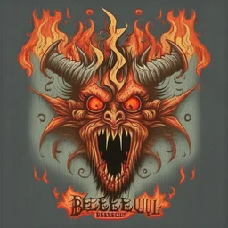 "Craft a compelling and infernal logo for 'Beelzebub,' channeling the essence of this demonic entity. Infuse the design with dark and sinister aesthetics, incorporating devilish symbolism, intricate details, and an overall malevolent atmosphere. Utilize a color palette that conveys the fiery depths of hell, and employ typography that exudes a sense of demonic authority. The logo should evoke fear and fascination, capturing the legendary and malefic nature of Beelzebub."