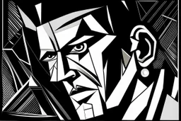 elvis style of pablo piccasso simple black and white
