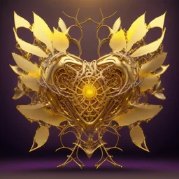 golden robot electric heart with tree wings