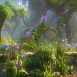 bioluminescent herbivore alien animals on a scifi landscape, bioluminsescent plants, bioluminescent flovers, 8k resolution, dynamic lighting, ultra hyperdetailed, Unreal Engine 5, ultra colourful, very small details, realistic.