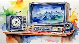 watercolor painting. News Channel. Radio the news. Iran