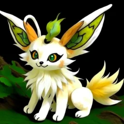 Create an moth fox cat with moth fluff collar thing and moth wings