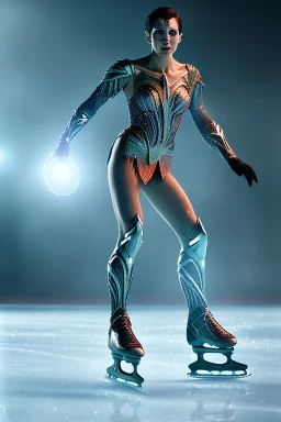 A photo taken from the ice skating show "Zack Snyders Justice League", <character or scene>, ice skates, cinematic lighting --v 4 --q 2