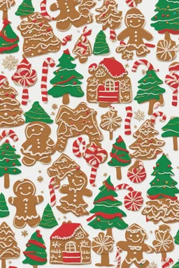 Design a vibrant and bestselling notebook cover with a festive holiday theme. The notebook is intended to be a bestseller and should feature a gingerbread motif. Use bright and cheerful colors to create an eye-catching design that captures the spirit of the season. Think of elements that convey the warmth and joy of the holidays, ensuring that the cover is both visually appealing and evocative of the festive atmosphere. Consider incorporating traditional holiday symbols and decorations to make t