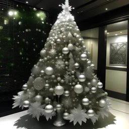 A christmas tree made of silver